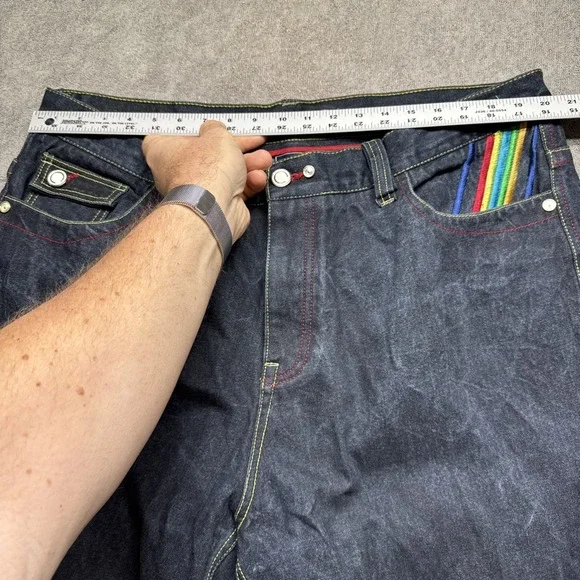 Coogi Men's 44x33 Baggy Jeans Dark Wash Wide Leg‎ Embroidered Hip Hop Denim